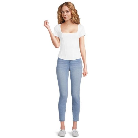 🔹️NWT White Corset Seamless Short Sleeve Top Large - Picture 2 of 9